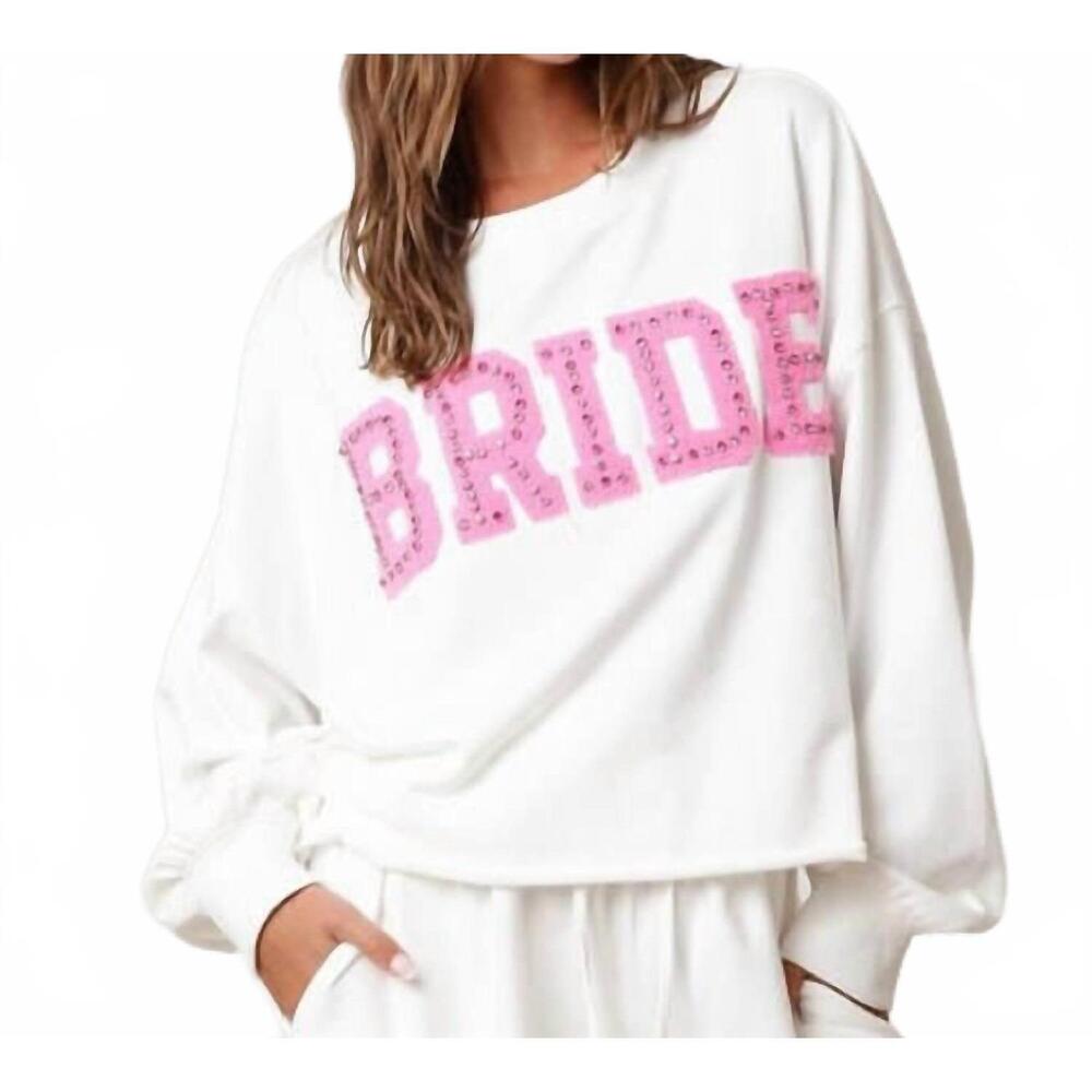 NEW PEACH LOVE bride sweatshirt in white